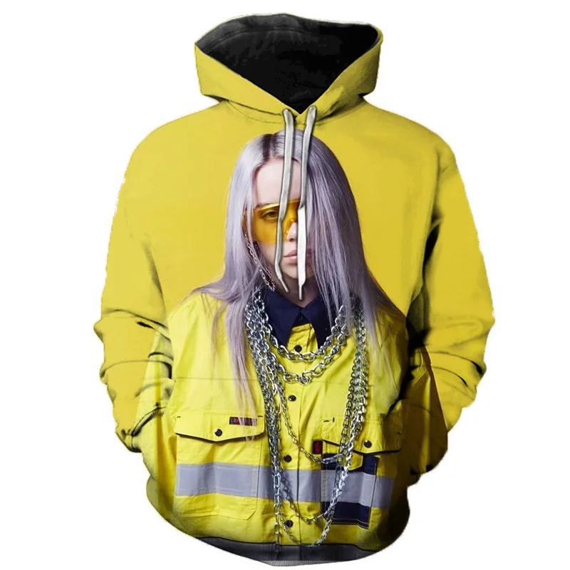 Billie Eilish Толстовка Bad Guy Album Harajuku забавная толстовка с 3D принтом осенний графический пуловер Женская Мужская Уличная одежда худи в стиле хип-хоп