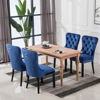 

Dining Chair American Solid Wood Cloth Soft Bag Study Room Living Room Hotel Chair Coffee Shop Chair Light Luxury European