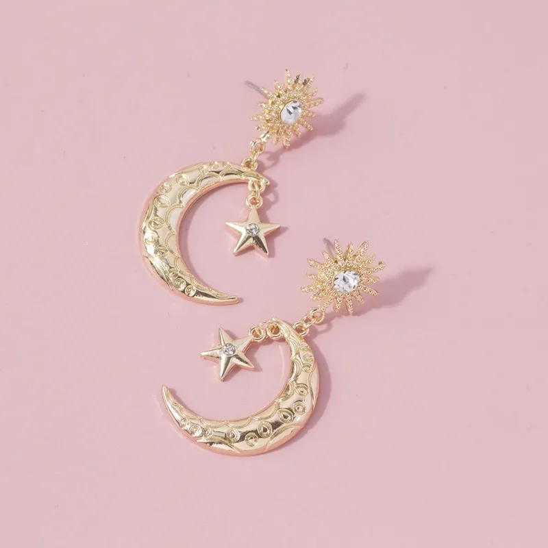 European and American Exclusively for The Star and Moon Alloy Symmetrical Earrings Fashionable and Popular Jewelry