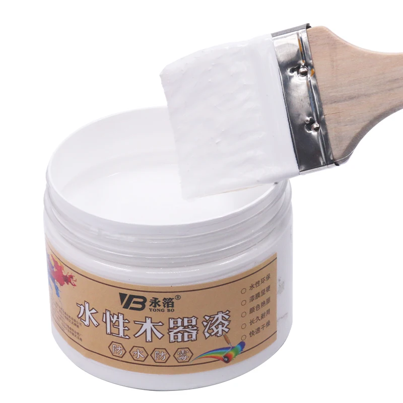 

White Water-based Woodwork Paint,Water-proof&Mildew-proof Lacquer for Wood,Fabric,Paper,Canvas,Hand-painted,250g Craft Paints