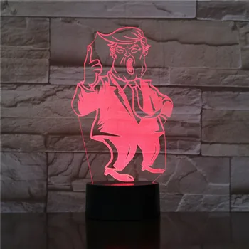 

US President Trump Figure 3D LED Night Light Multicolor RGB Bedroom Decor 3d lamp for Kids Christmas Gift Toys lamp drop ship