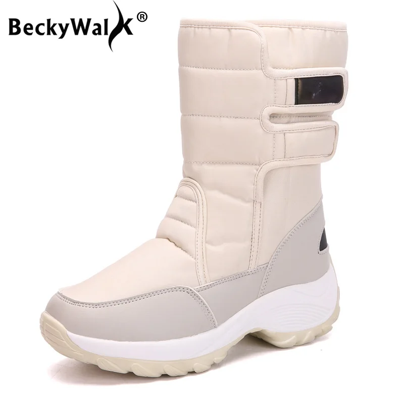 

Plus Size 35-42 Winter Boots Women Snow Boots Waterproof High Top Fur Plush Warm Shoes Woman Platform Wedges Botas Mujer WSH3417