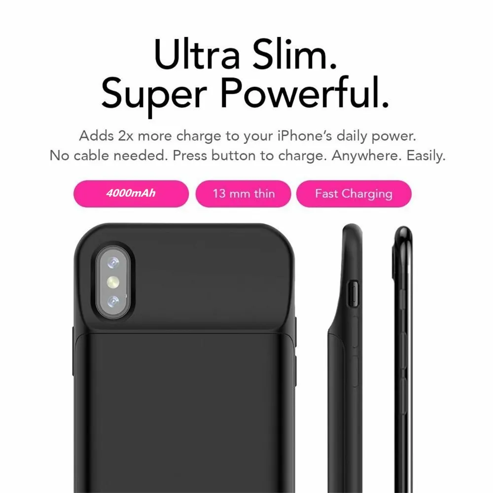 KQJYS 4000 мАч чехол для внешнего аккумулятора для iPhone XR резервный внешний аккумулятор чехол Мягкий силиконовый чехол для зарядки телефона чехол для питания