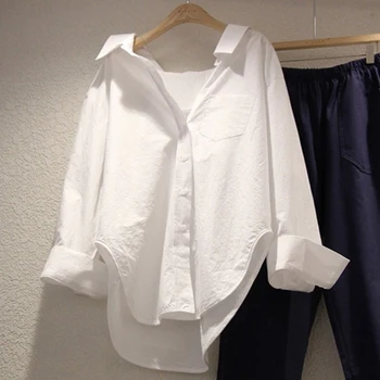 

SuperAen 2020 Spring New Shirts Women Single-breasted Solid Color Blouses and Tops Female Wild Cotton Fashion Women Clothing