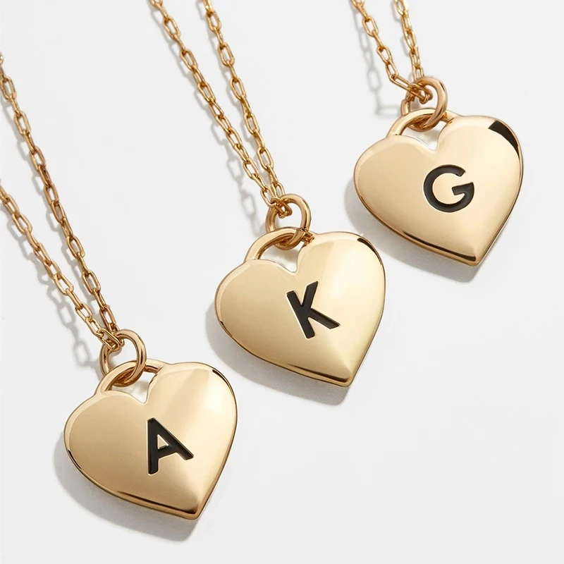 Letter Initial A-Z Pendant Necklace for Women Tiny Heart Round Cz Capital Letter Name Necklace Fashion Girls Jewelry Gift