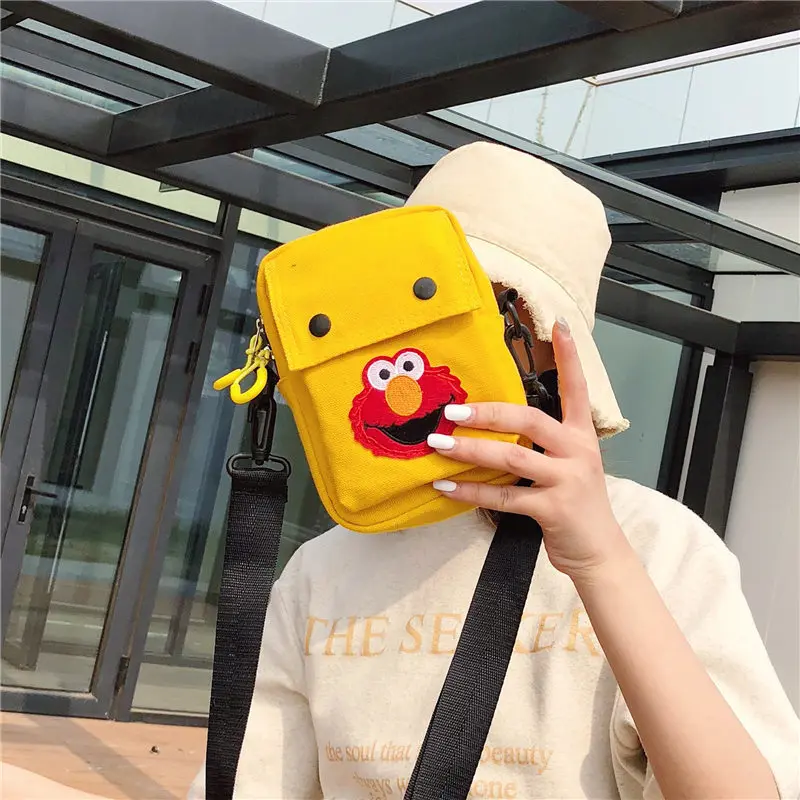 

2019 New Style WOMEN'S Bag Korean-style Cool Funny Sesame Street Shoulder Bag Versatile Shoulder Canvas Bag