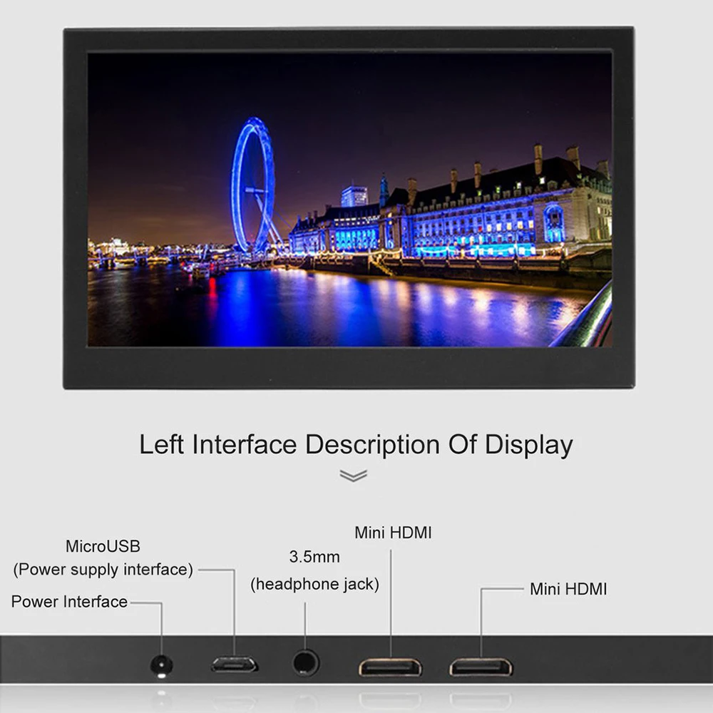 13.3 inch Portable Display LED Monitor 1366x768 HD IPS Display Computer Monitor HDMI-Compatible TV for PS4 Pro/Xbox/Phone