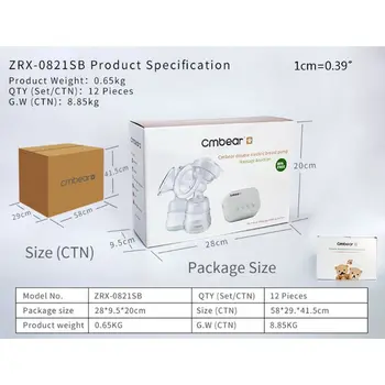 

Electric Double Breast Pump Kit with 2 Milk Bottles USB Woman Breast Massager H55B