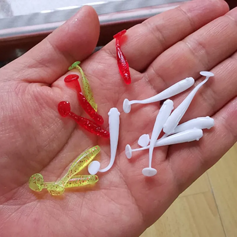 Soft Worm Fishing Lure With T-Tail 3cm 3.5cm PVC Micro Bait 20Pieces/Bag  Small Wobbler