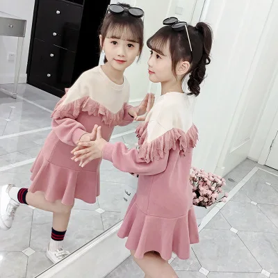 Рождественское платье для маленьких девочек; Новинка года; сезон весна; милое Повседневное платье с покрытием для маленьких девочек; детская трикотажная одежда; плотное платье принцессы для девочек