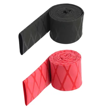 

2x Non-Slip Heat Shrink Tubing Textured Grip Fishing Rod Racket Black Red Easy to Use