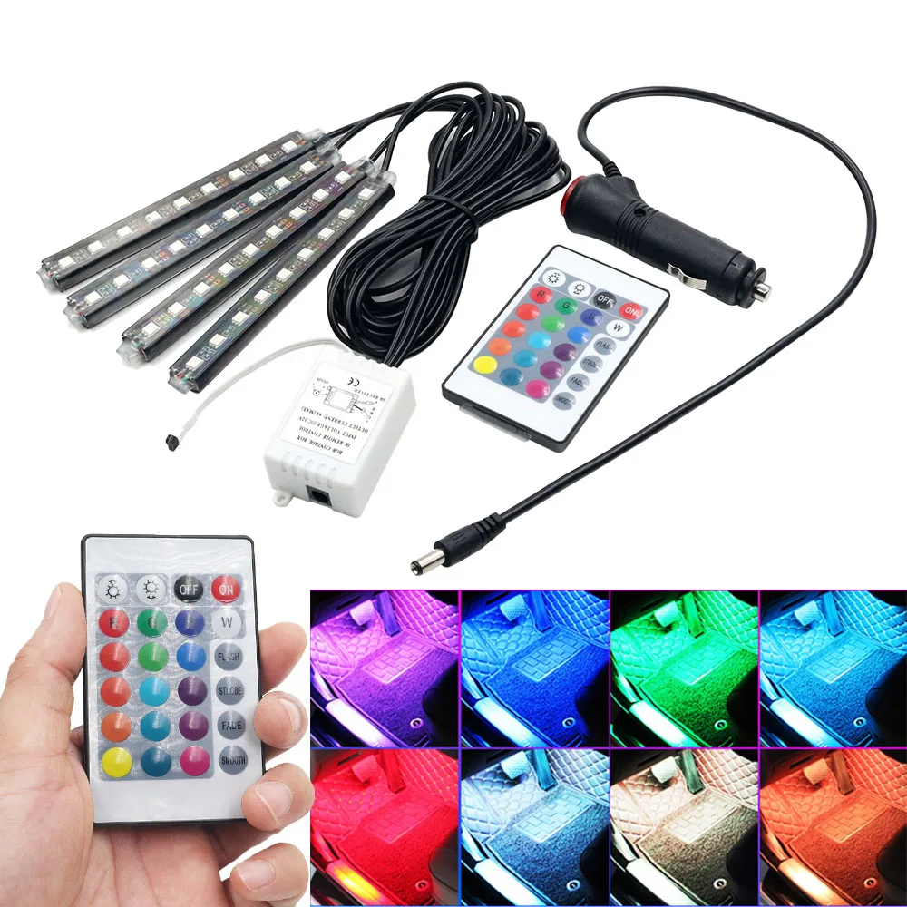 Светодиодная декоративная ленсветильник RGB для автомобиля декоративные лампы