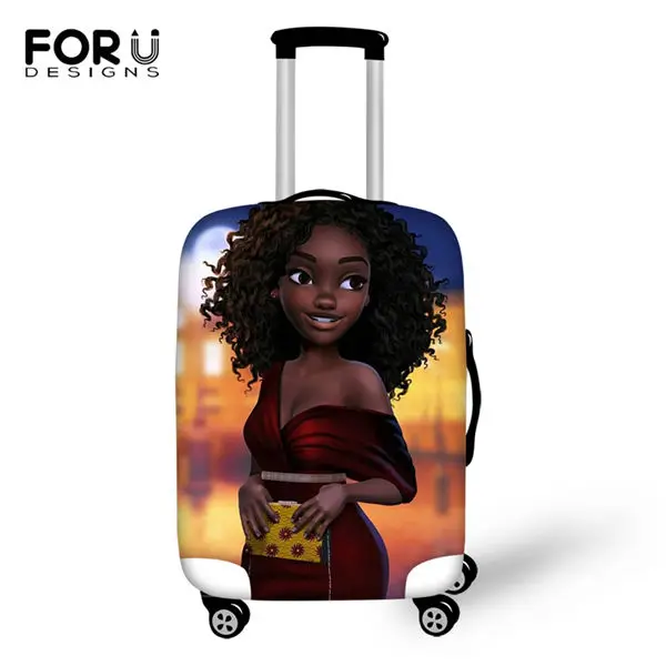 FORUDESIGNS/Модный чехол для багажа, черный Африканский узор для девочек, аксессуары для путешествий, афро-художественный дизайн, водонепроницаемый чемодан, чехол - Цвет: CDWX3954LMS