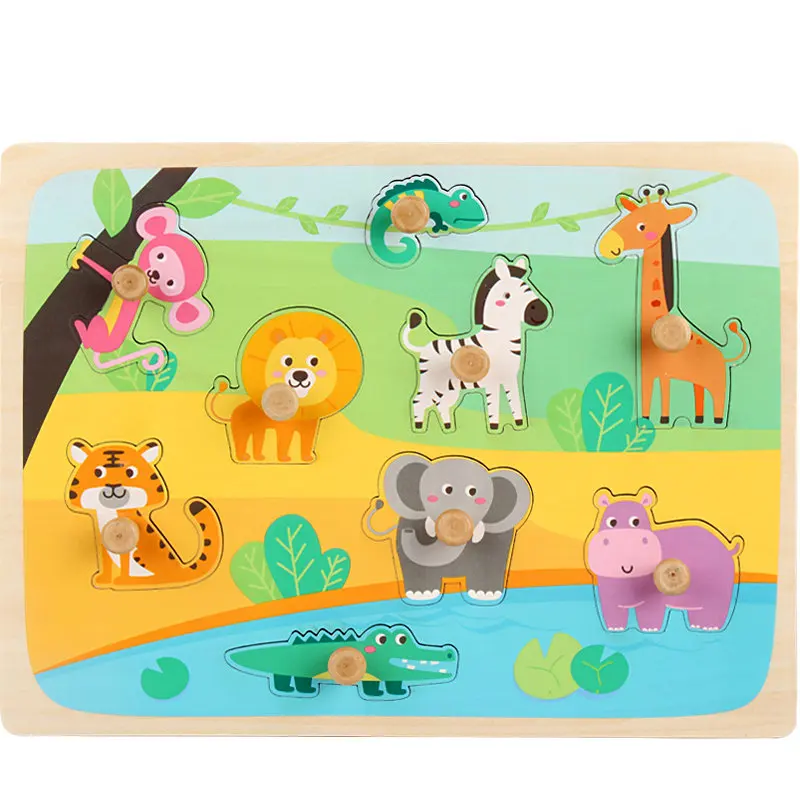 Children's Animal Fruit wooden puzzle board toys, No burrs, baby wood puzzles Forest/Marine/Farm etc Classic jigsaw puzzles toy 28