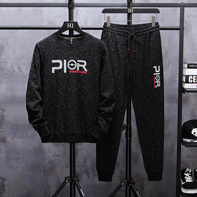 

2019 New Style Popular Brand Handsome Hong Kong Style Fashion Loose Two-Piece Set Men Sports Casual Long-sleeve Sweater Set Men'