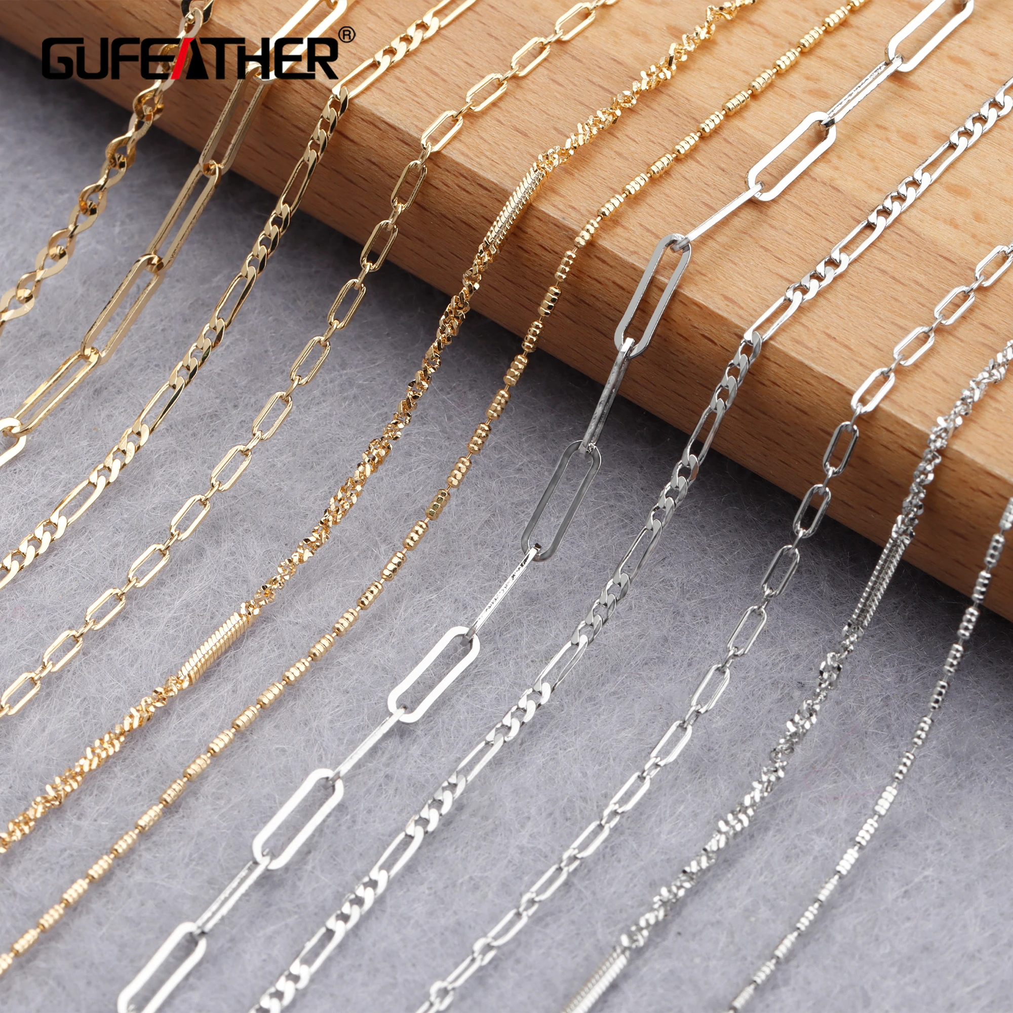 Gufeather C154 Diy Chain 18k Gold Plated 0 3microns Copper Metal Rhodium Plated Diy Bracelet Necklace Jewelry Making 3m Lot Jewelry Findings Components Aliexpress