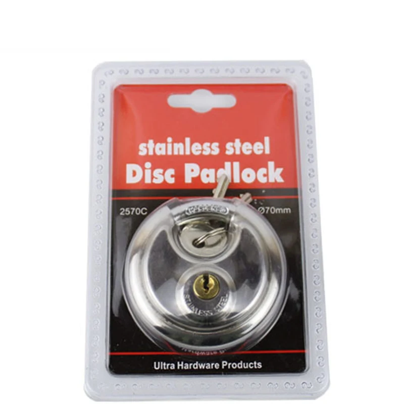 1pc 70mm Portable High Quality Stainless Steel Round Lock Anti-theft Lock Warehouse Door Chain Bicycle Security Lock