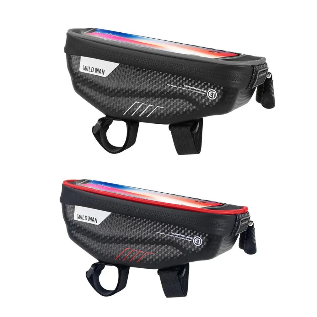 E1 Bicycle Touch Screen Frame Phone Bag Mountain Bike Waterproof Handle Bar Bag Front Tube Bag For Smartphone Gps Case