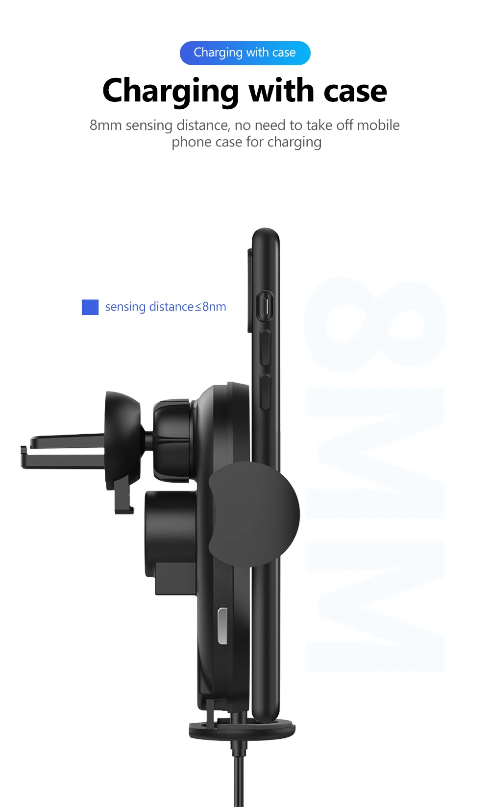 Meeker 15 Вт Автомобильный держатель для телефона QI Беспроводное быстрое зарядное устройство автомобильный беспроводной зарядный кронштейн держатель для iPhone samsung Xiaomi huawei