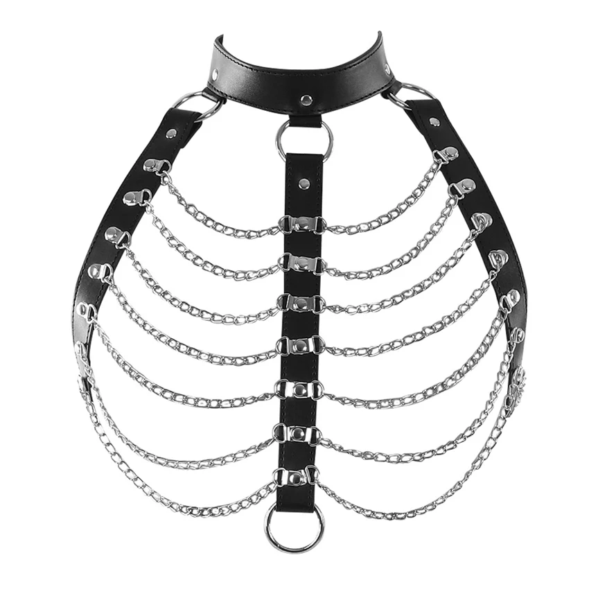 PG0159 PU Leather Harness Dreen Cage Bra Belt Lingerie Fetish Body Bondage Sexy Hollow Out Tops Caged Bralette Goth Punk Dance Rave - Цвет: PG0159