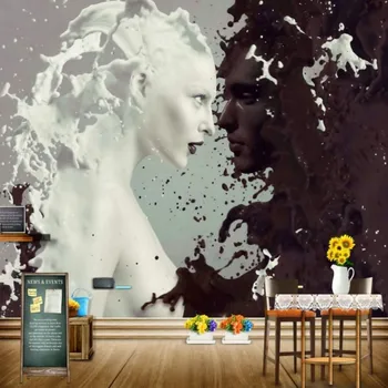 

Dropship Custom White and Black Wallpaper Milk Chocolate Human Synthesis Modern Wallpaper 3d Foto Mural Papel Tapiz Para Pared
