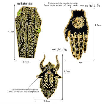 

Devil coffin Satan Devil hand enamel brooch with coffin pin denim lapel sweater fashion gift friend icon