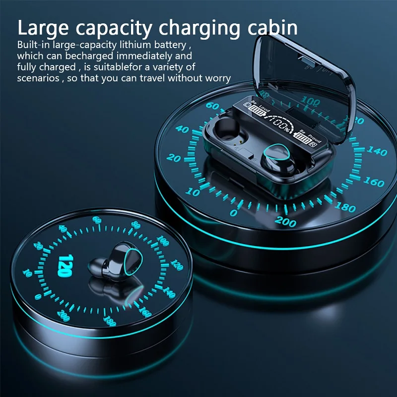 TRAVOR Wireless Bluetooth Earphones with Charging Box Wireless Headphone 9D Stereo Sports Waterproof Earbuds Headsets