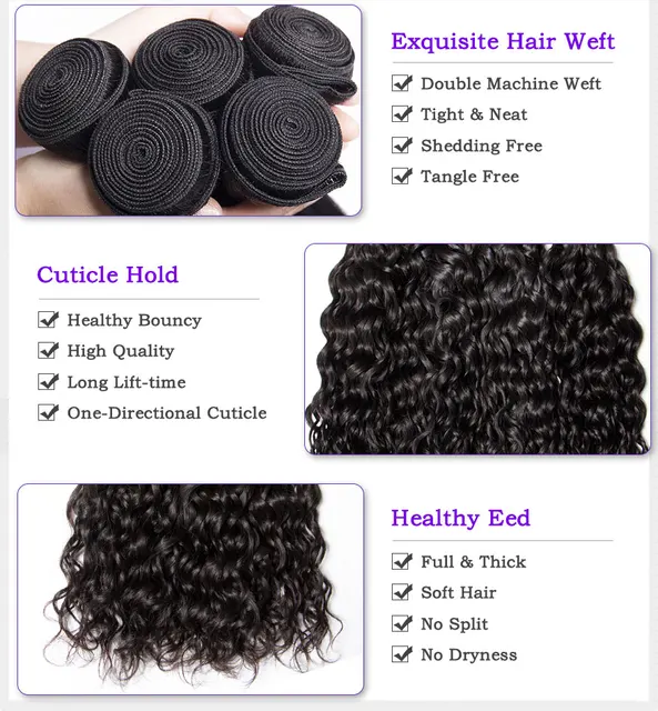 LeModa Malaysian Water Wave Human Hair 3 Bundles With Lace Frontal Closure Remy Hair Extensions LeModa Malaysian Water Wave Human Hair 3 Bundles With Lace Frontal Closure Remy Hair Extensions 13x4 Lace Frontal With Bundles