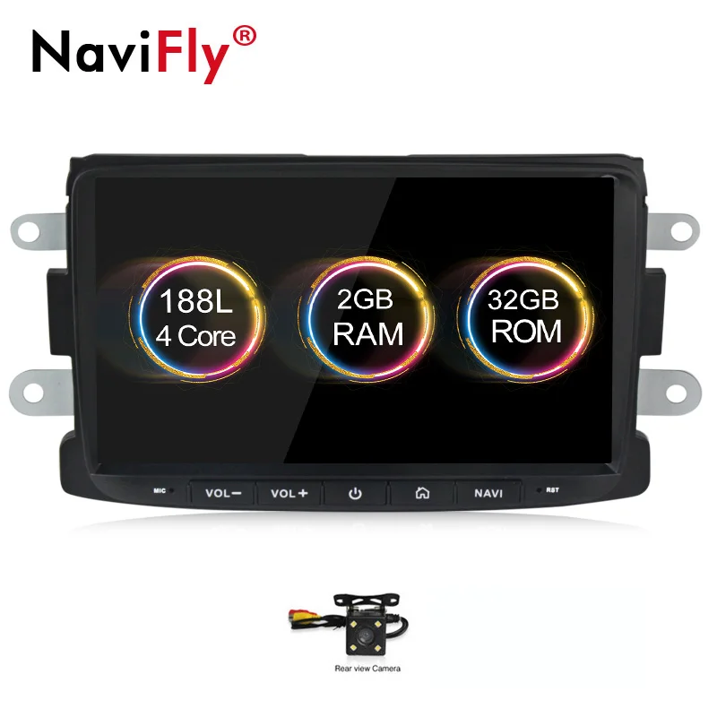 NaviFly android 9 автомобильный мультимидийный навигатор навигационный плеер для Lada Xray 2/renault dacia/Duster/Logan/Sandero 2GB RMA 32GB rom DSP - Цвет: add camera