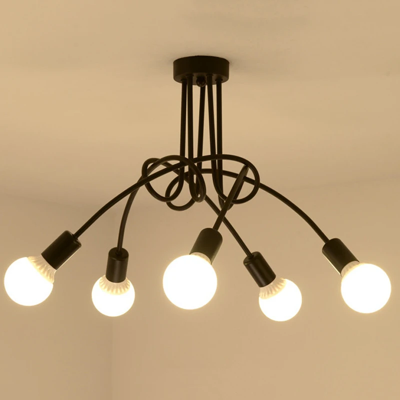 

Nordic Vintage E27 3/5Lights bending Chandelier lighting for indoor hanging Lamp for Bedroom Living room Home Decoration product