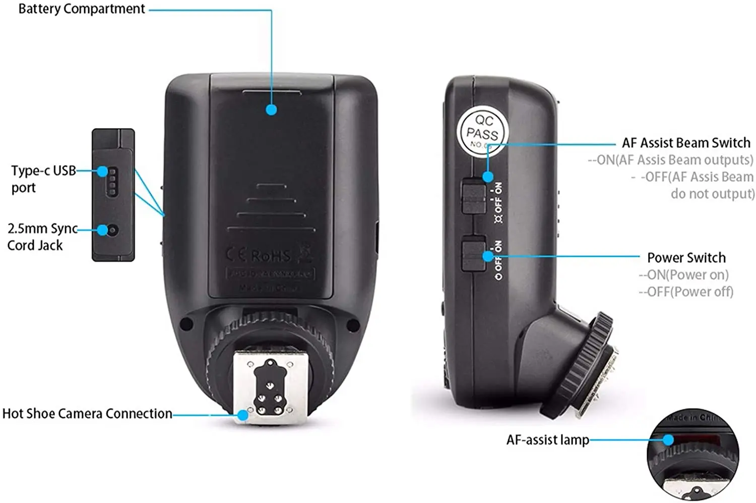 Godox Xpro TTL Wireless Flash Trigger 1/8000s HSS TTL-Convert-Manual Function Large Screen Slanted Canon Nikon Sony Olympus