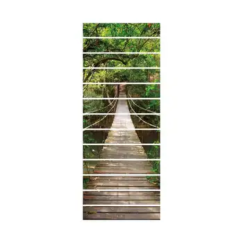 

13 Pieces Of 3D Landscape Stickers Forest Suspension Bridge Stairs Wall Stickers Beautify Decoration Supplies