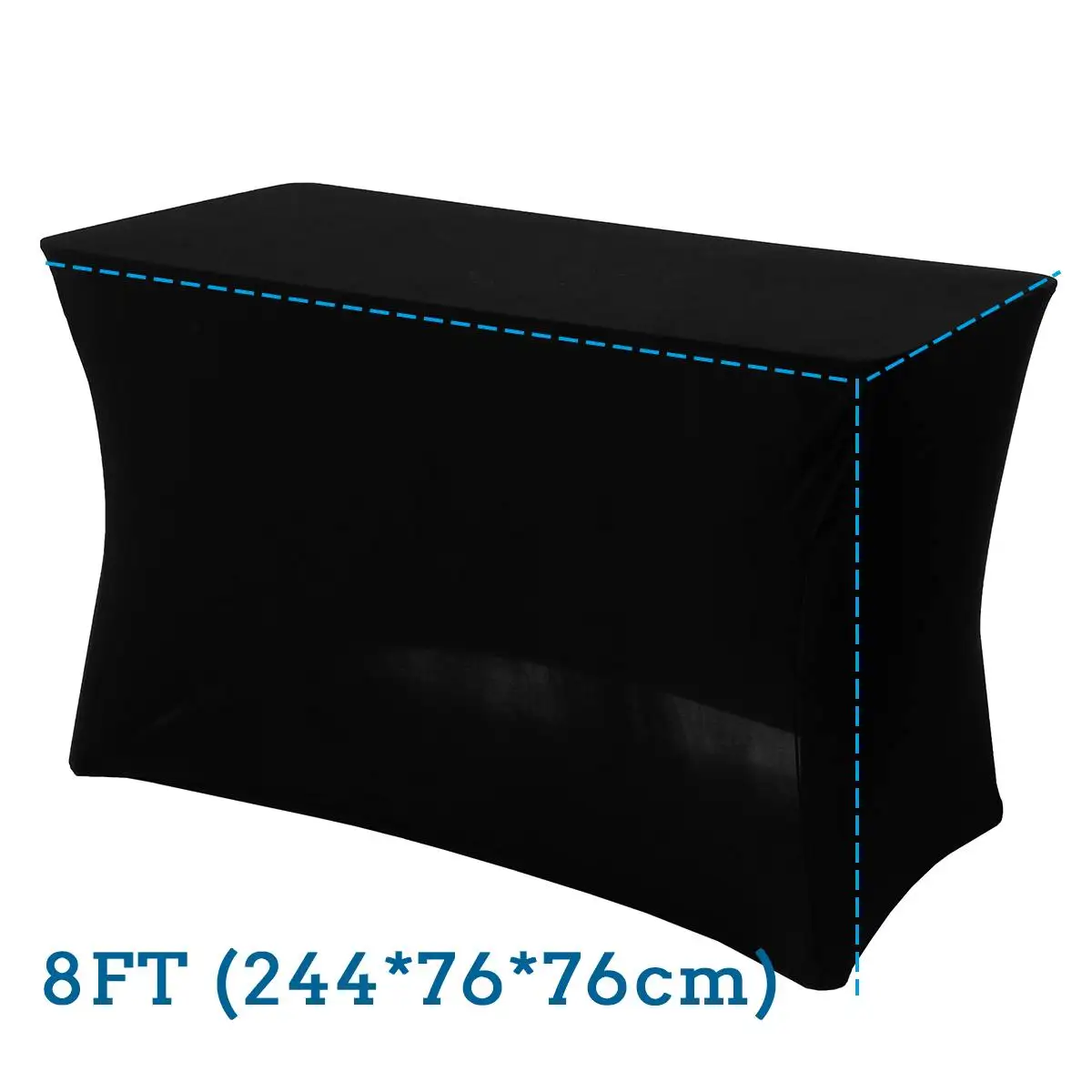 Black 244x76x76cm 4/5/6/8ft спандекс растягивающаяся Скатерть прямоугольная выставочная скатерти для украшение для свадьбы; цвет белый, черный - Цвет: Black 244x76x76cm