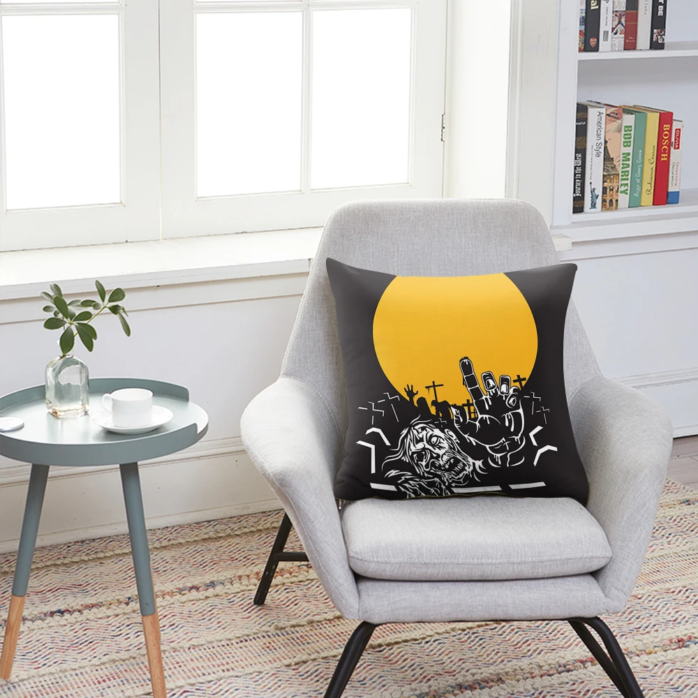

Cushion Cover Linen Black And White Polyester Throw Pillow Case Striped Dotted Halloween Art Cushion Cover Case