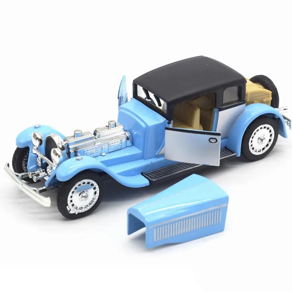 blue Kuulee 1:28 Bugatti имитация винтажная модель автомобиля двойные двери сплав светильник звуковая модель автомобиля Модель автомобиля Контроль силы реалистичное тело - Цвет: blue