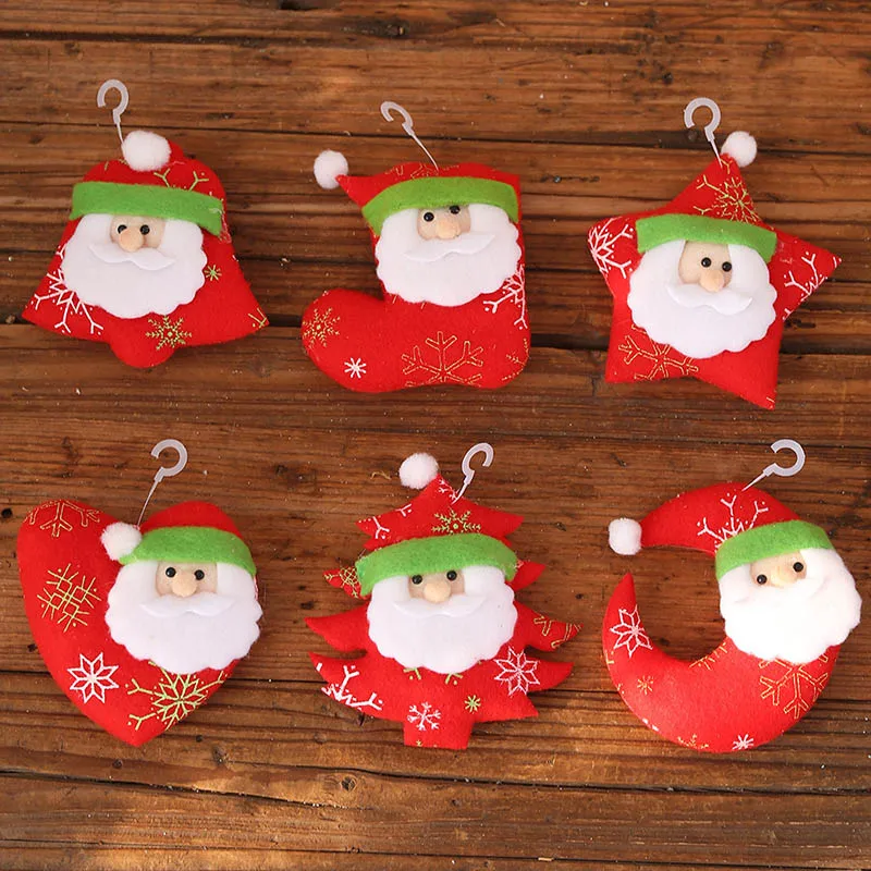 

Christmas Decorations Red And Green Pentagram Print Pendant Old Man Head Tree Pendant Small Charm Xmas Christmas Tree Santa