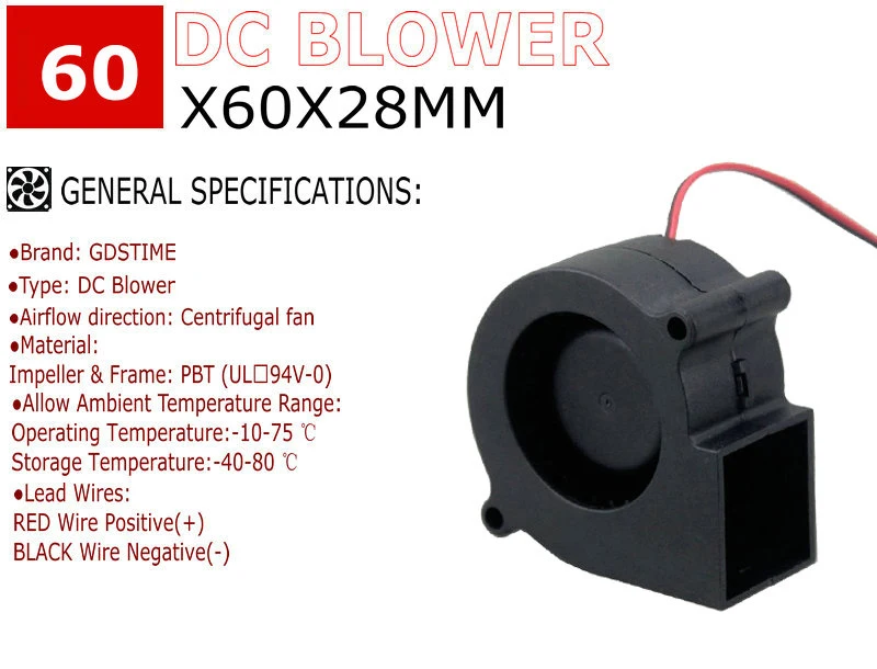 60x28mm, 6028, pequeno, refrigeração, ventilador com rolamento de esfera, cooler