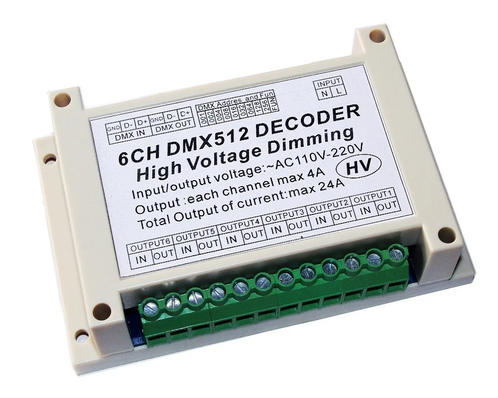 4A/CH HV декодер диммер доска 6 каналов DMX Высокое напряжение затемнения 6CH DMX512 AC110V -