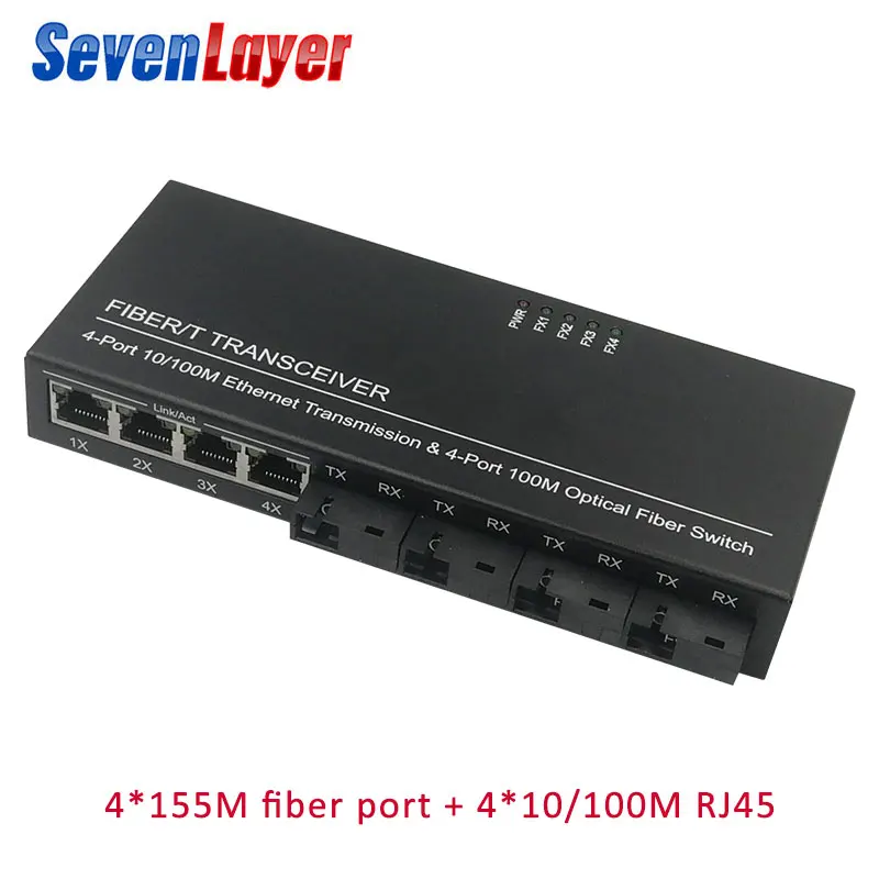 

Ethernet Fiber switch 4 RJ45 4 SC Optical Media Converter Single Mode fiber Port 10/100M