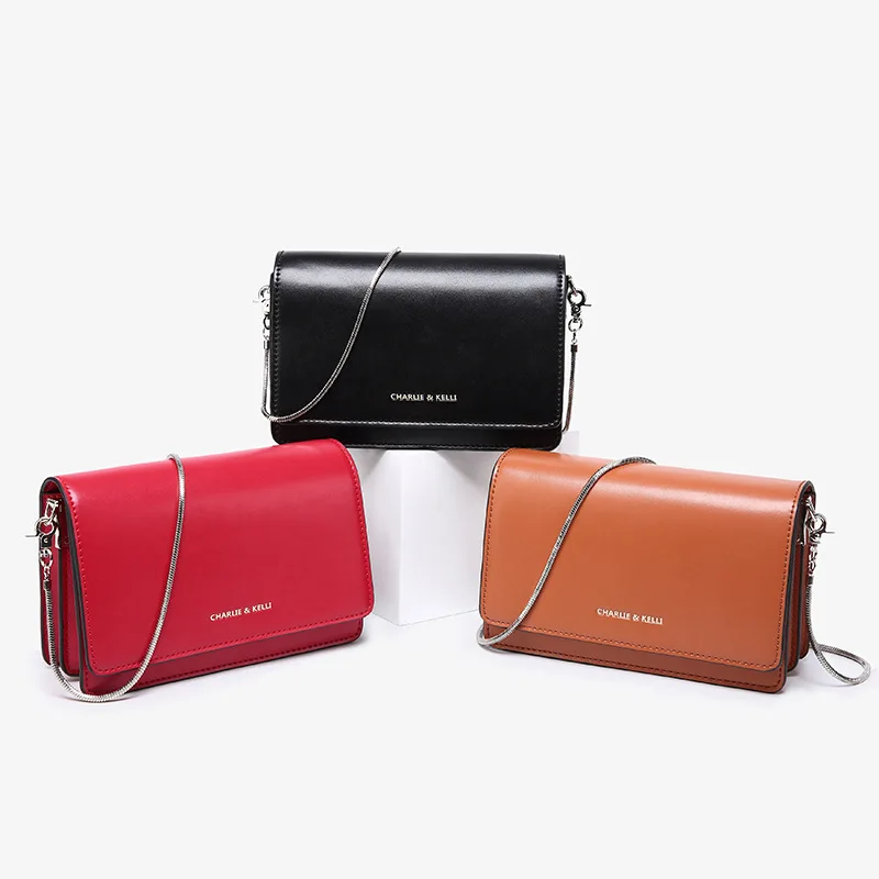 

Online Celebrity Bag Women's Genuine Leather Origional France Non-mainstream Simple Snake Bones Chain Article Square Sling Bag C