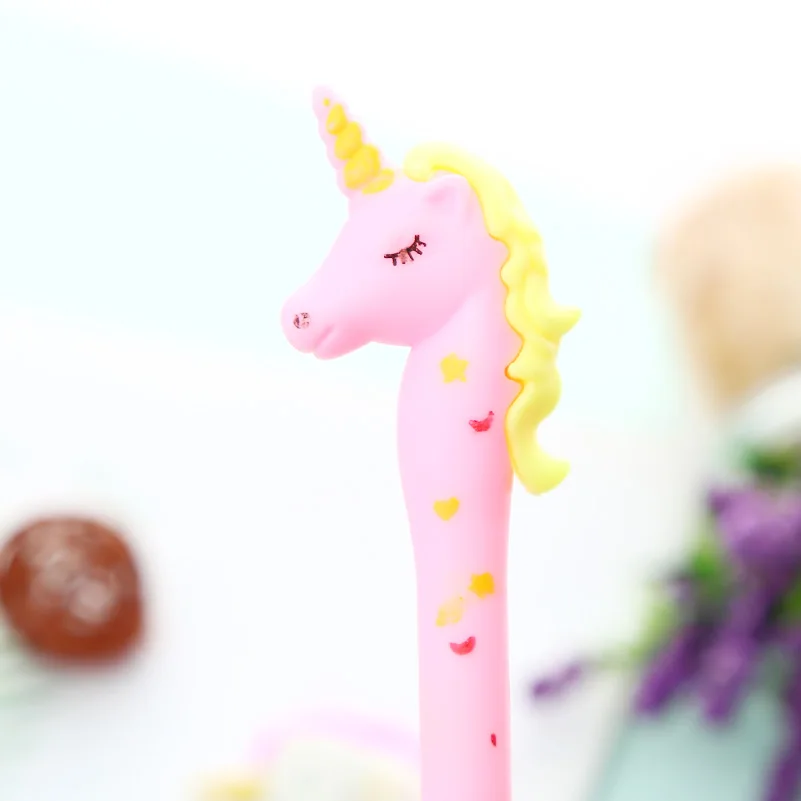 pink unicorn 1pc Креативные милые гелевые ручки каваи Фламинго единорог мультфильм животное Школа Офис фрукты Альпака свинья канцелярские принадлежности Kawai стационарная вещь - Цвет: pink unicorn 1pc