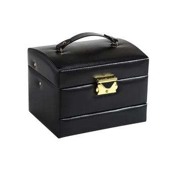 

Necklace With Mirror Storage 3 Layers Portable Gift Large Desktop Organizer Display Jewelry Box Exquisite Earring Ring Automatic