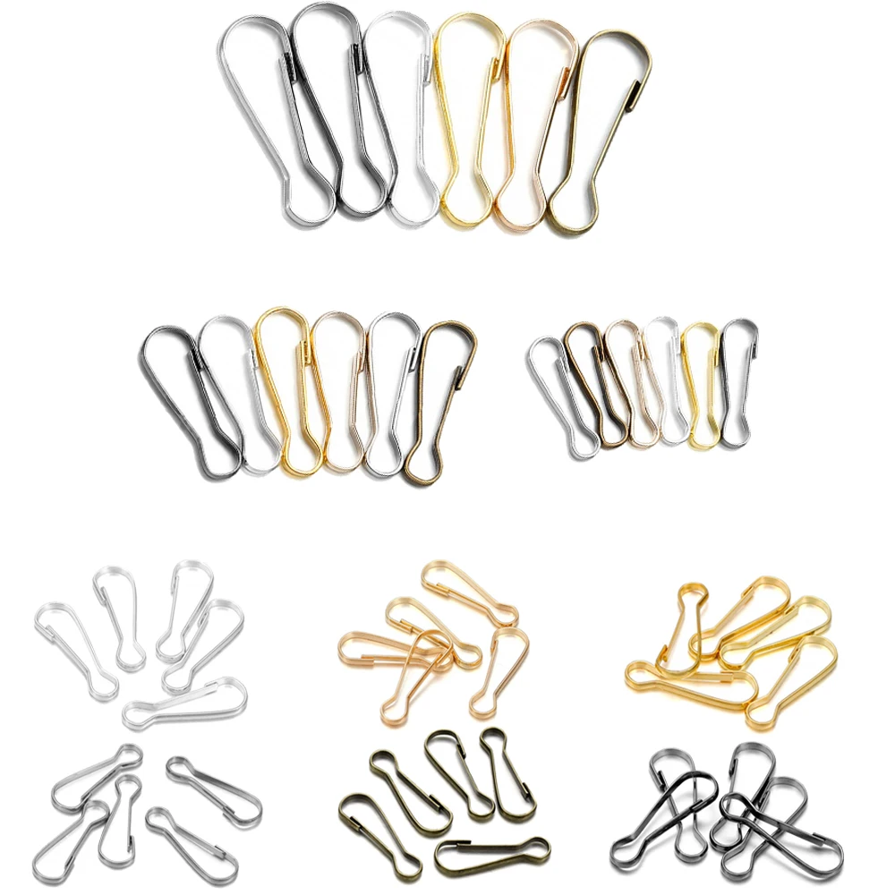 

100Pcs/Lot Metal Spring Hooks Purse Snap Clip Gourd Buckle Connector For DIY Lanyard Zipper Pull ID Card Keychain Findings