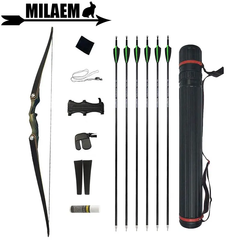 

30-60lbs 60inch Archery Recurve Bow Arrow Set Longbow Takedown Bow Carbon Arrows Left/Right Hand Outdoor Shooting Accessories