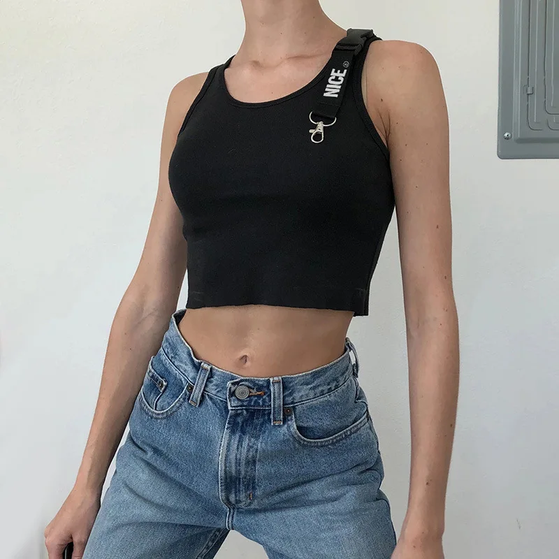 

Knitting Crop Tops Women Camisole Black Solid Stretch Slim Soft Casual Tank Tops 2020 Summer Mujer Street Active Tees
