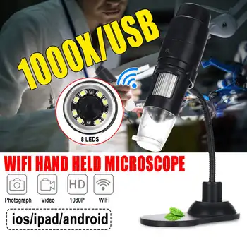 

2020 Newest 1280 * 1080P usb WIFI Digital 1000x Microscope Magnifier Camera Ajuatable 8LED w/Stand for Android ios iPhones iPads