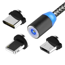 Круглый Магнитный Micro USB кабель штекер для быстрой зарядки кабель для передачи данных магнитный разъем для зарядного устройства usb type C 3A разъем для кабеля для мобильного телефона