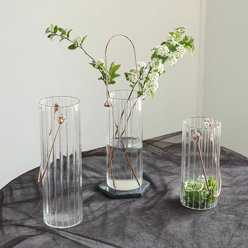 Large Glass Vases Plant Bottle Tabletop Chinese Vase Flower Crystal Nordic Decoration Living Room Flower Modern Home Decorative