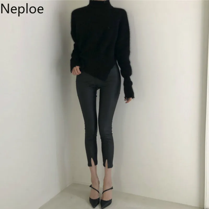 Neploe шикарный крест дизайн Pull Femme Hiver Водолазка пуловер фонарь длинный рукав сплошной свитер Сумасшедший стиль Вязаный Sueter 46718