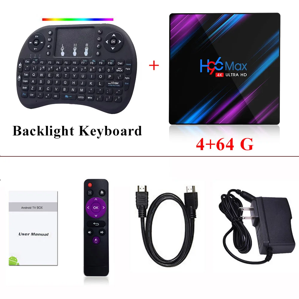 4G 64G I8-L CRENOVA H96 MAX Android tv Box 9,0 RK3318 4 Гб ram 64 Гб 2,4G/5G WiFi H.265 4 K HDR Netflix Google Play set top box медиаплеер - Цвет: 4G 64G I8-L